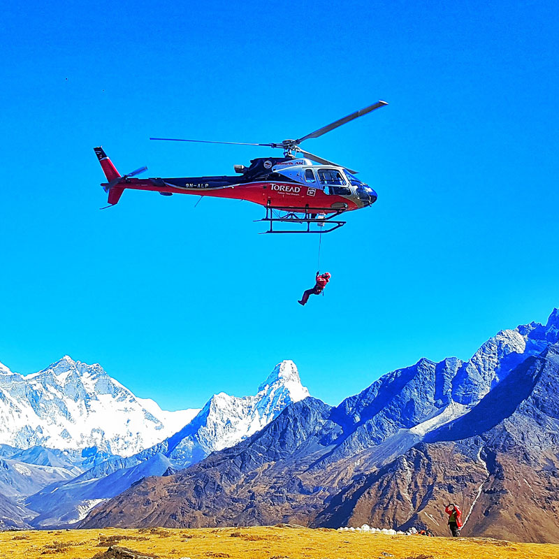 Standing at an altitude of 5,500 m it offers an astonishing view of Mt. Everest. 