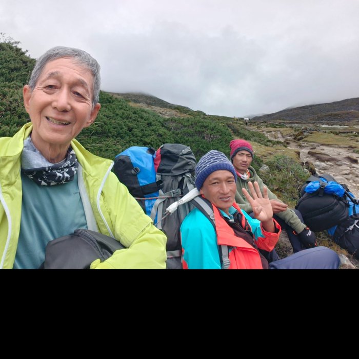 Popular Nepali singer Raju Lama and his team on Everest Adventure Flight with Simrik Air