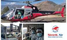 Experienced Simrik Air Helicopter team and Bhaktapur International Hospital medical team evacuated a severely ill COVID-19 infected patient from Phaplu to Kathmandu today.