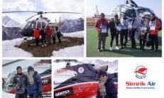 Popular Nepali singer Raju Lama and his team on Everest Adventure Flight with Simrik Air